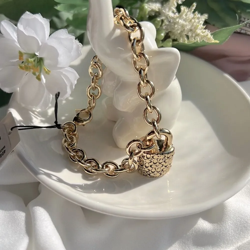 Coach Quilted Padlock Chain Bracelet - Picture 2 of 4